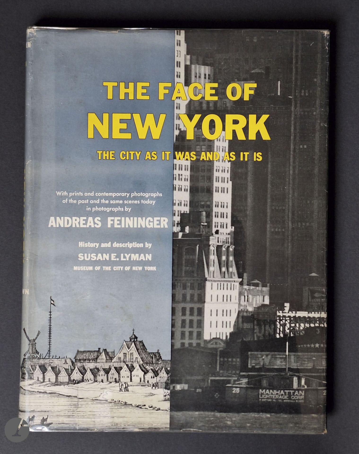 1954  FEININGER, ANDREAS (1906-1999) [Signé]
The Face of New York.
The City as it was and as it is.
Crown Publishers, 1954.
In-4 (30,5 x 23,5 cm). Édition originale, signée en page de garde par Andreas Feininger.. Texte de Susan E. Lyman. Cartonnage d'éditeur sous jaquette illustrée.