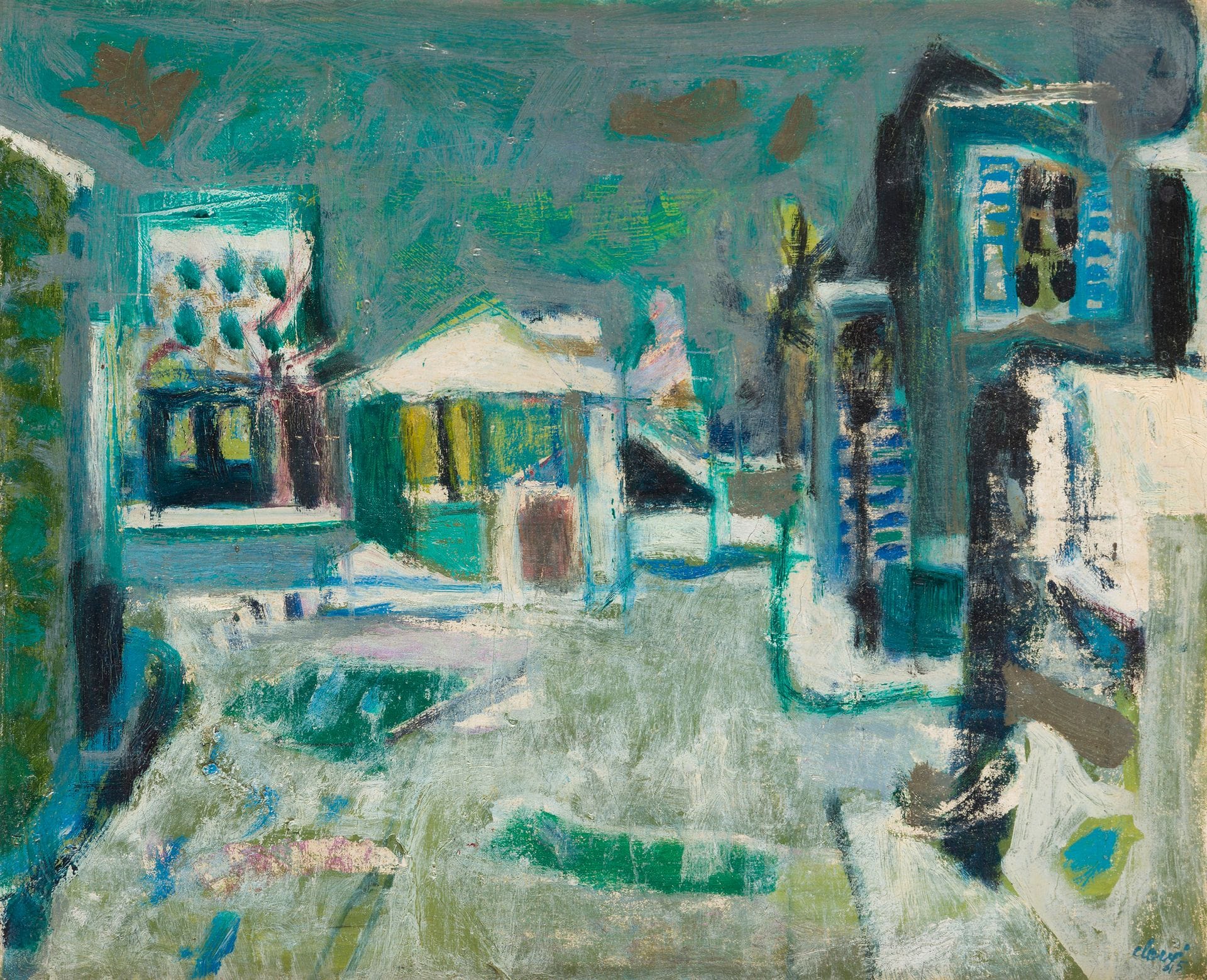 Antoni CLAVÉ (1913-2005)
Rue, 1945
Huile sur toile.
Signée et datée en bas à droite.
38 x 46 cm

L'oeuvre est référencée dans les archives Antoni Clavé sous le n° 45HT19.