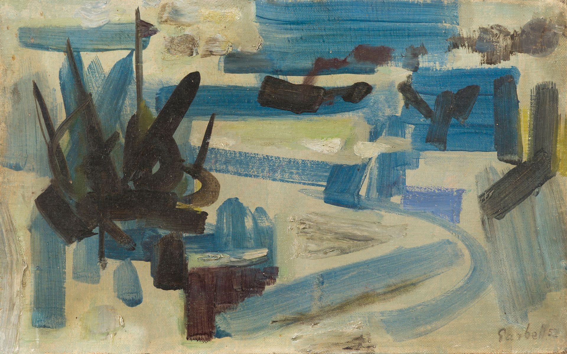 Alexandre Sacha GARBELL (1903-1970)
The North Coast, 1952
Oil on canvas.
Signed and dated lower right.
Titled and dated on the stretcher.
Studio stamp and archive number "505" on back.
22 x 35 cm