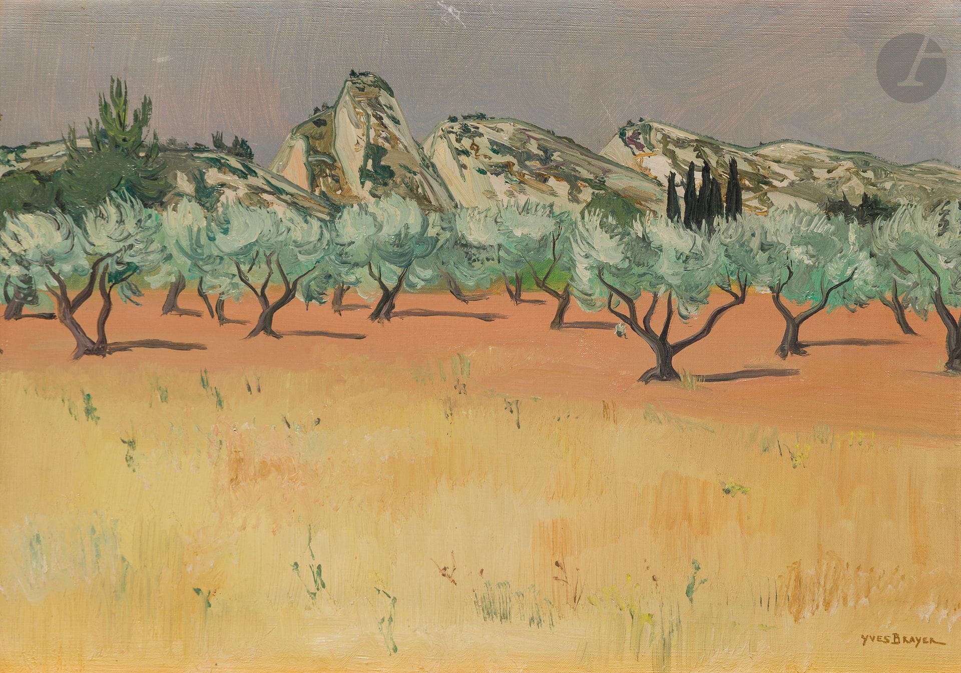 Yves BRAYER (1907-1990)
Paysage des Alpilles, vers 1955
Huile sur toile.
Signée en bas à droite.
(Petites griffures).
33 x 46 cm

Nous remercions Monsieur Olivier Brayer et Madame Corinne Brayer d'avoir confirmé l'authenticité de cette œuvre.
Cette œuvre a été incluse au supplément du Catalogue Raisonné de l'Œuvre Peint, Éditions de la Bibliothèque des Arts, Lausanne, sous le n° 4724 : https://www.yvesbrayer.com/fr/catalogue-raisonne/ addendum-vol-1-2/