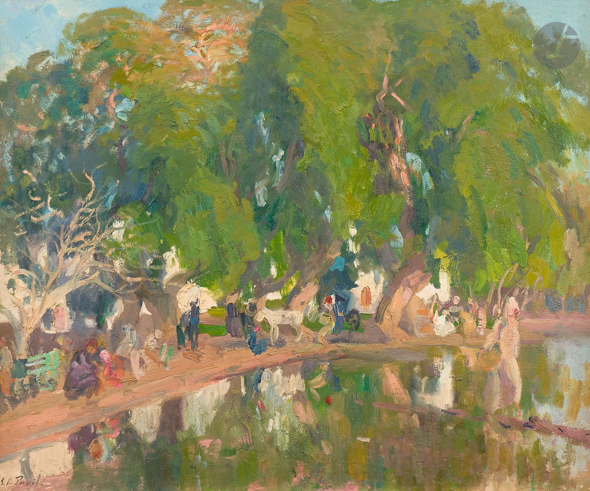 Elie-Anatole PAVIL (1873-1944)
Après les grosses pluies, 1935
Huile sur toile.
Signée en bas à gauche.
50 x 61 cm

Provenance : 
Collection Lina Pavil, fille de l'artiste (étiquette au dos).