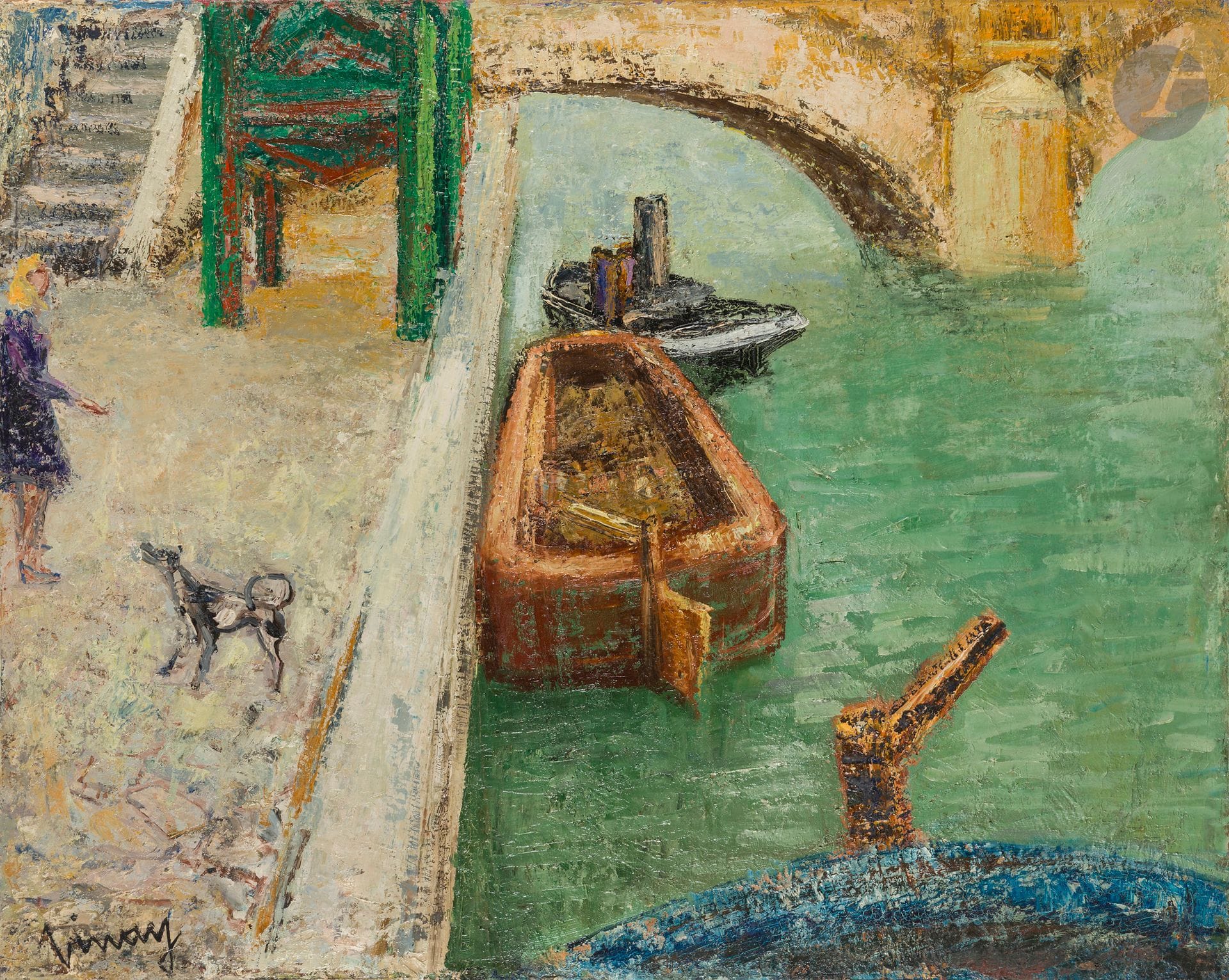 Jean VINAY (1907-1978)
Pont Marie, 1956-62
Huile sur toile.
Signée en bas à gauche.
Signée, datée et titrée au dos.
73 x 92 cm

Provenance : 
Vente Me Delvaux, Hôtel Drouot, Paris, 8 décembre 2006.