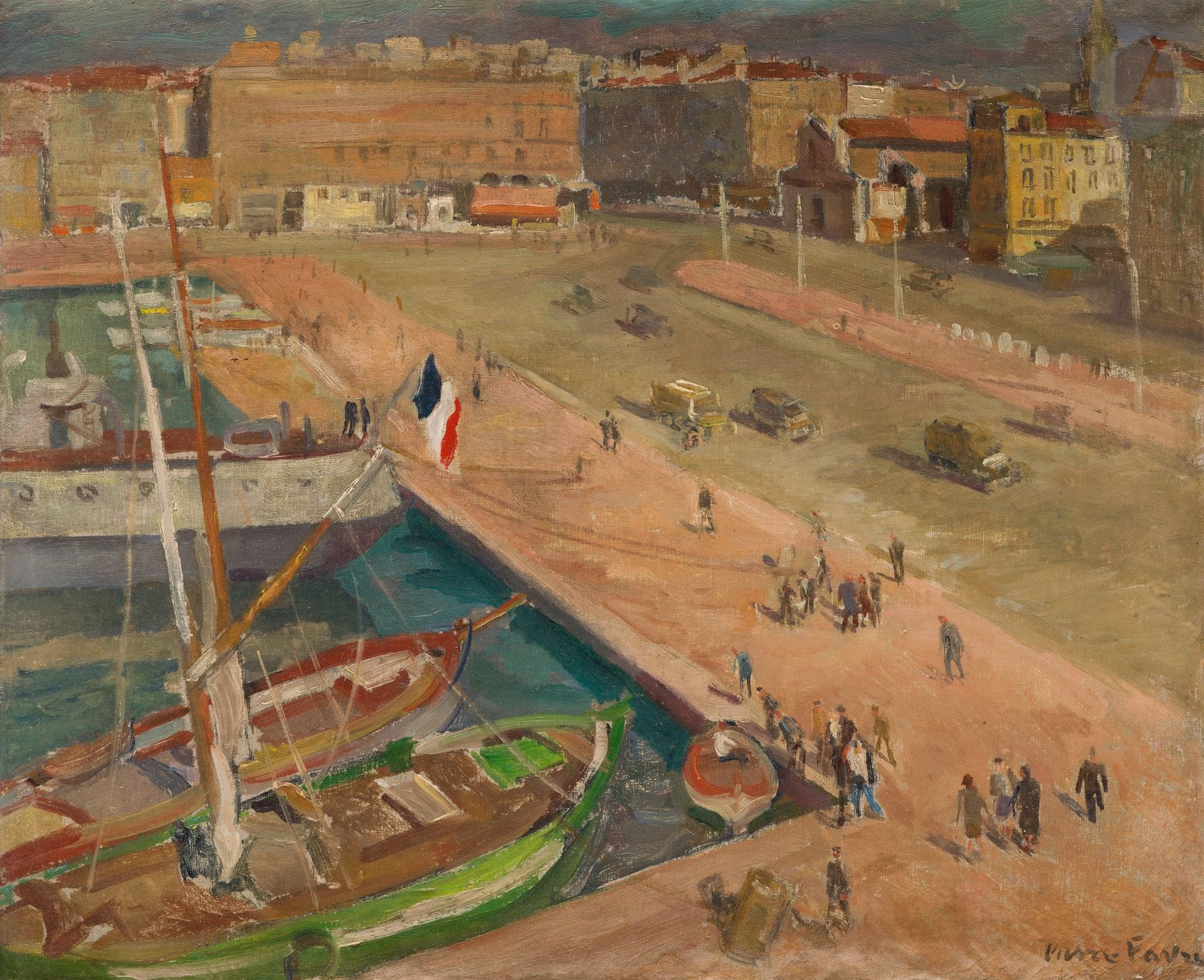 Pierre FAVRE (1906-1983)
Marseille, le Vieux port
Huile sur toile.
Signée en bas à droite.
45 x 55 cm