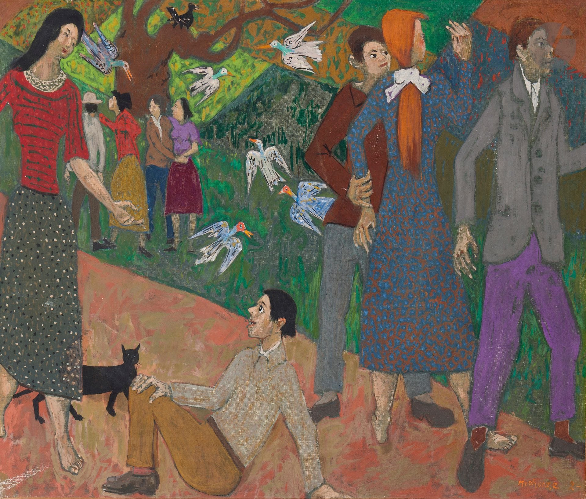 Grégoire MICHONZE (1902-1982)
Scène de village
Huile sur toile.
Signée en bas à droite.
46 x 55 cm