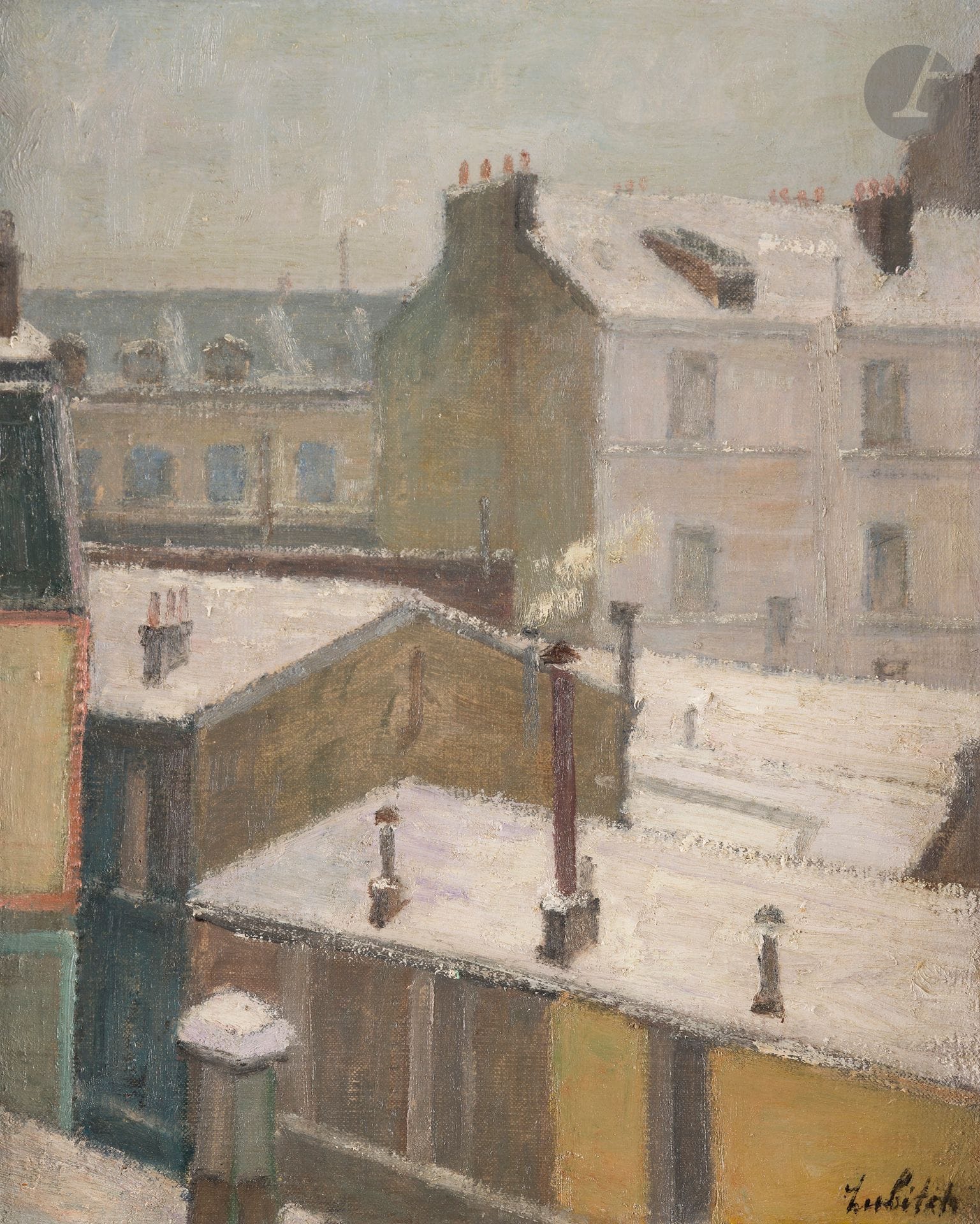 Ossip LUBITCH (1896-1990)
Roofs in winter
Oil on canvas.
Signed lower right.
41 x 33 cm