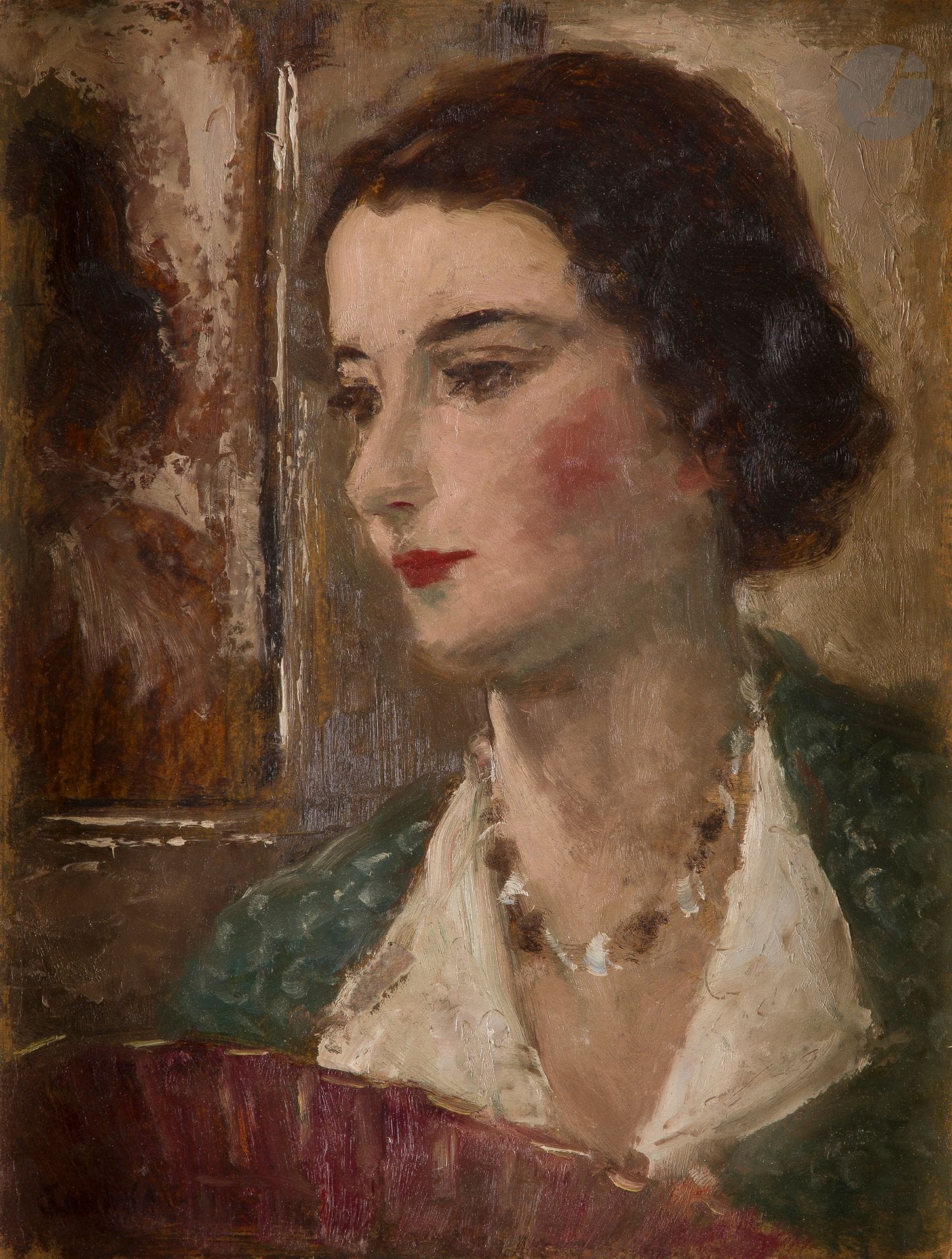 Yasushi TANAKA (1886-1941)
Portrait of a Woman
Oil on cardboard.
Signed lower left.
34.5 x 27 cm