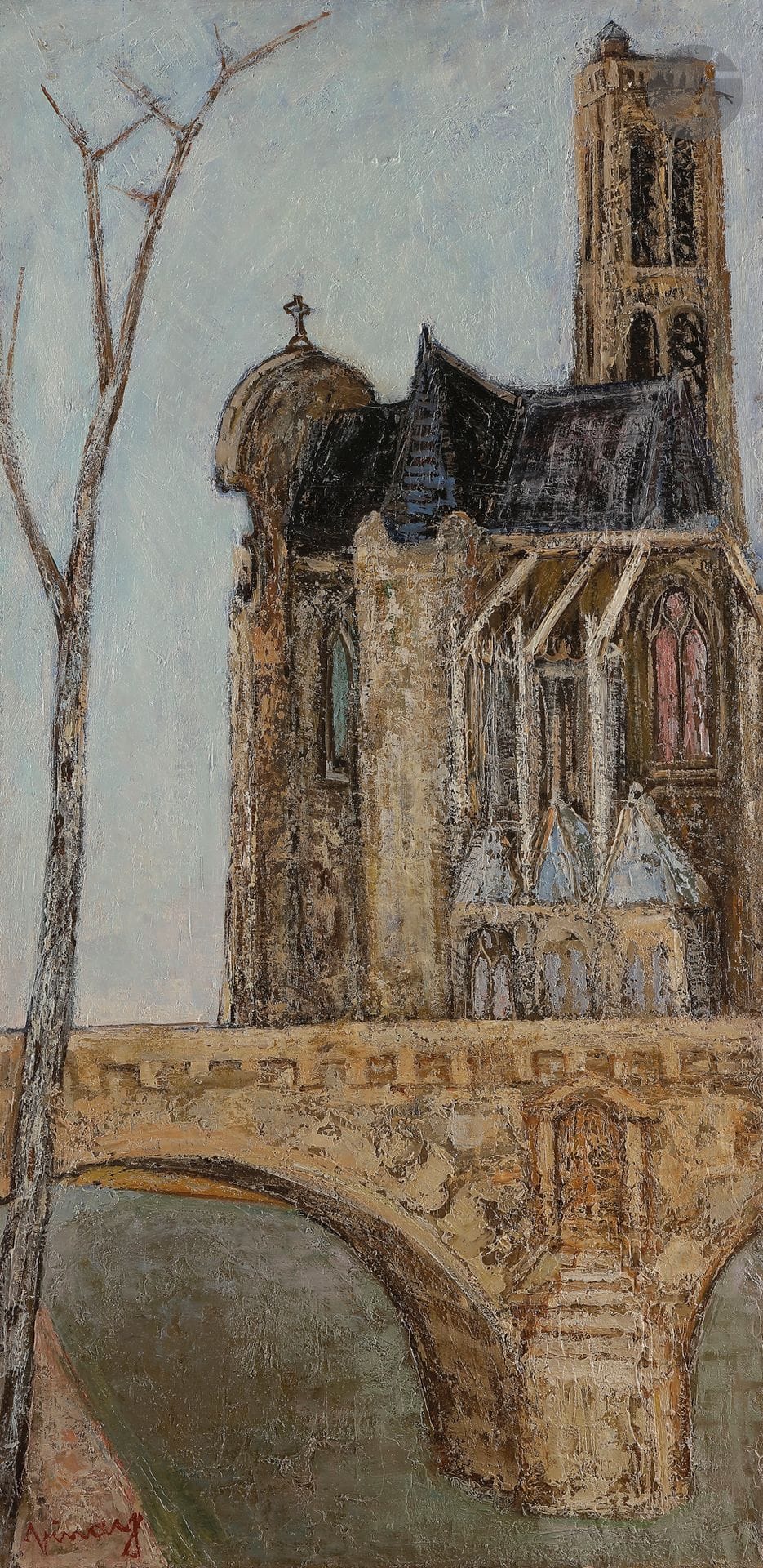 Jean VINAY (1907-1978)
Le Pont Marie et l'Église Saint-Gervais, vers 1950
Huile sur toile.
Signée en bas à gauche.
100 x 50 cm

Provenance :
- Galerie Malaval, Lyon.
- Collection du docteur Martin.

Bibliographie : 
Éric Mercier, La Jeune peinture, Années 50, Tome II, Panorama de la jeune peinture, Zurich, Artacatos, 2010, reproduit p. 392.