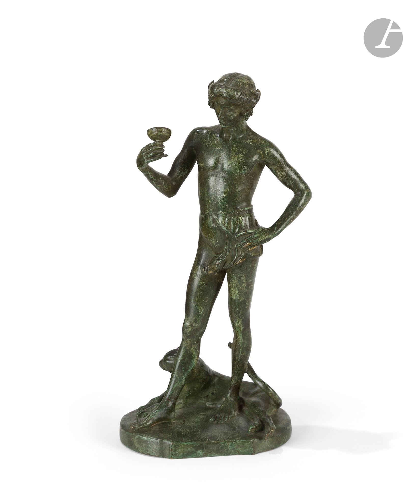 Antonin CARLES (1851-1919)
Bacchus
Epreuve en bronze à patine verte.
Signé sur le côté de la terrasse.
H. : 28 cm