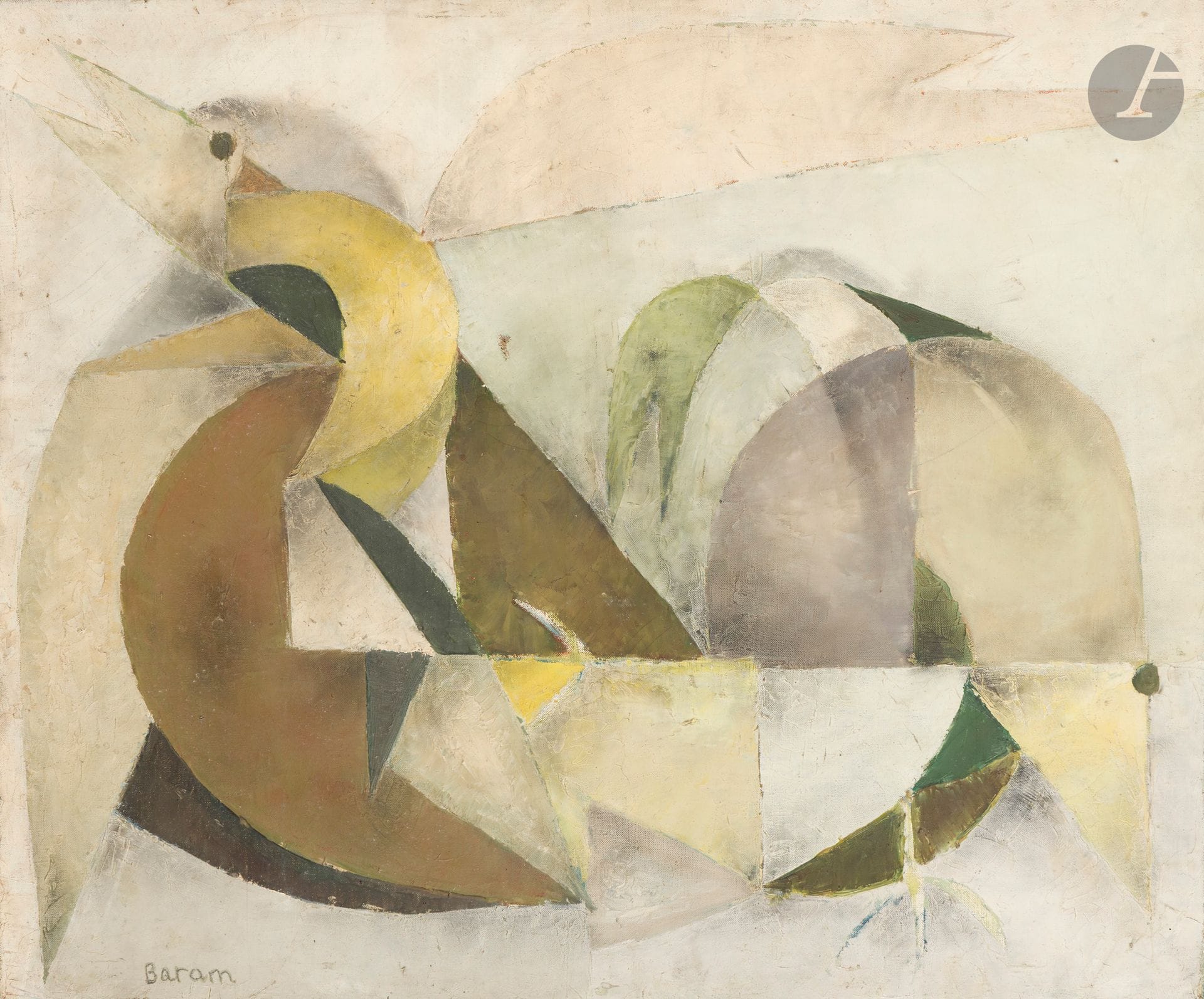 Sioma BARAM [roumain] (1919-1980)
Le Cygne
Huile sur toile.
Signée en bas à gauche.
54 x 65 cm
(ENFONCEMENT ET ACCIDENTS).