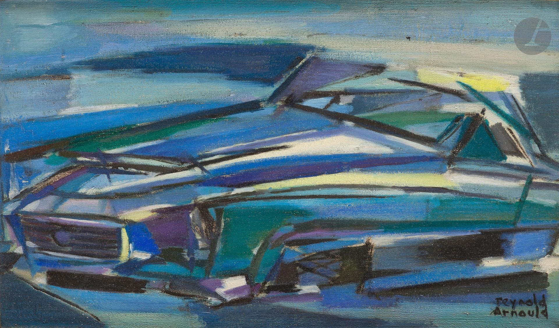 Reynold ARNOULD (1919-1980)
Blue car
Oil on canvas.
Signed lower right.
27 x 46 cm