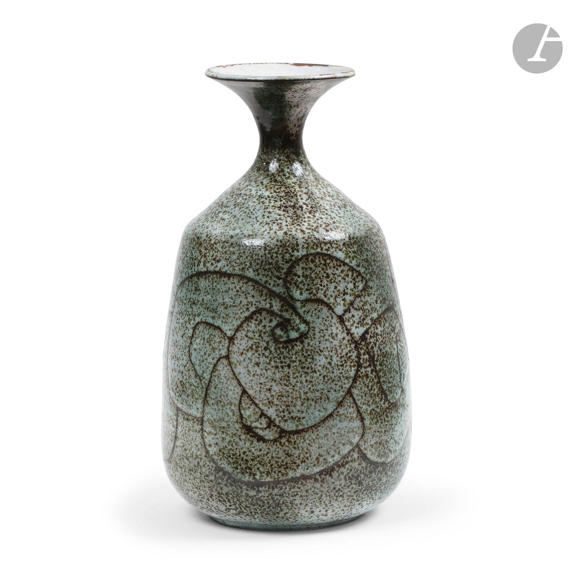 NICOLE & MICHEL & SYLVESTRE ANASSE (1937-2012) & (1935-2020) & (NÉ EN 1961) – ATELIER DES ISSARTS À VALLAURIS
Le décor associé à la série des Rythmiques, 1975-80
Important vase tronconique à col évasé sur une base étranglée.
Épreuve en céramique émailléeau décor tournant.
Signé ANASSE sous la base.
Hauteur: 37 cm 
Webographie: 
nicolemichelanasse.com – Des variantes reproduites sur le site officiel des artistes.