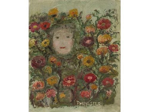 Emma Stern. La Femme fleurs. Huile sur toile, signée en bas à droite. Datée au dos 62. 40 x 33 cm.
