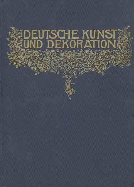 [DEUTSCHE KUNST UND DEKORATION (band XXXIV)] Avril à septembre 1914: 6 numéros reliés.Éditions Alexander Koch, Darmstadt.Reliure d?éditeur (un mors coupé dans sa partie basse).Lot vendu dans l?état