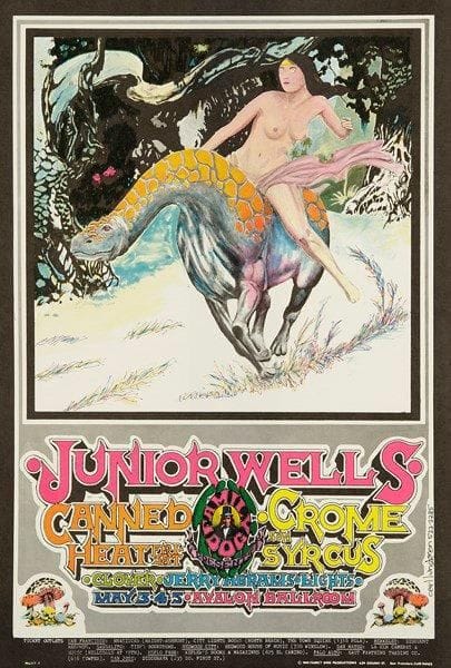 Karl LUNDGREN
Junior Wells - The Family Dog, 1968. Affiche non entoilée. 50.5 x 34.5 cm
