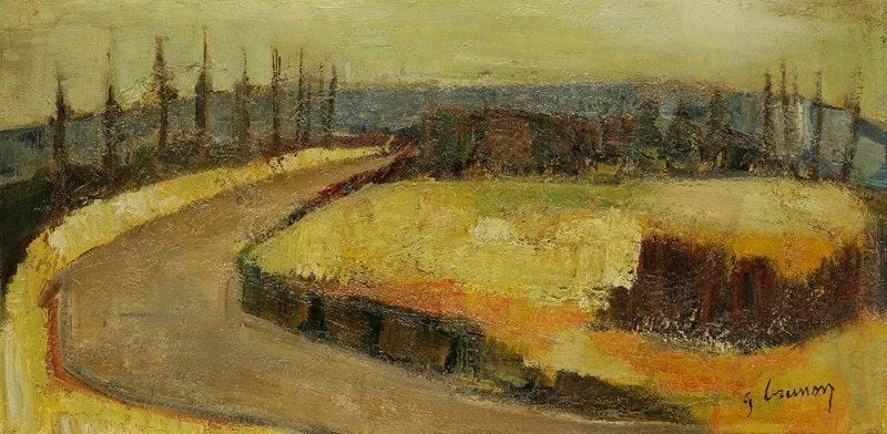 Georges BRUNON (né en 1925)
Le Chemin. Huile sur toile. Signée en bas à droite. H: 40 x L: 80 cm