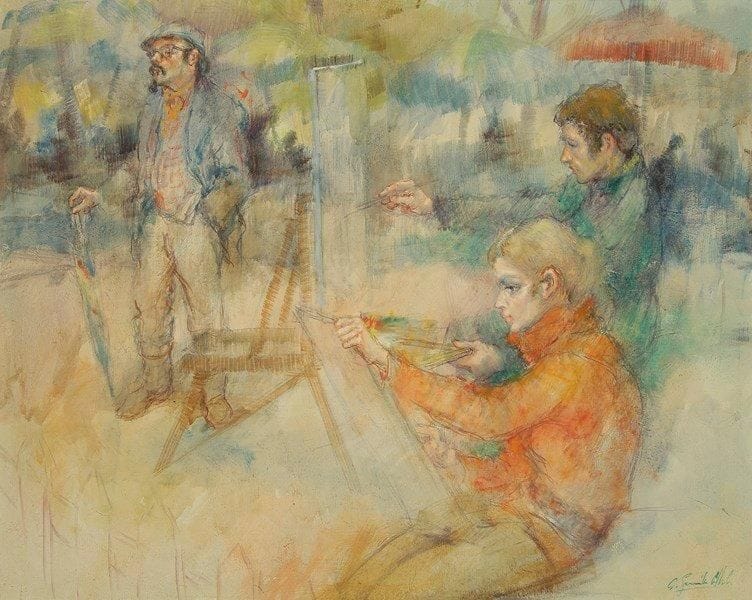 Ecole Moderne
Les artistes au parc. Huile sur toile. Porte une signature en bas à droite. H:65 x L: 80 cm