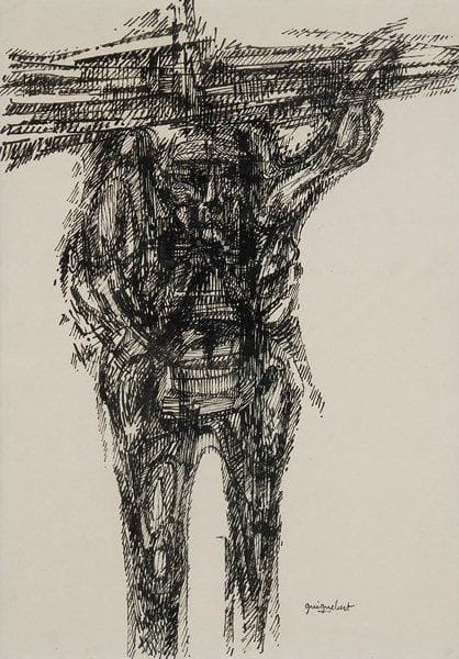 Jean-Claude GUIGNEBERT
Le Porteur de fagots. Encre. Signée en bas à droite. H: 43 x L: 30 cm