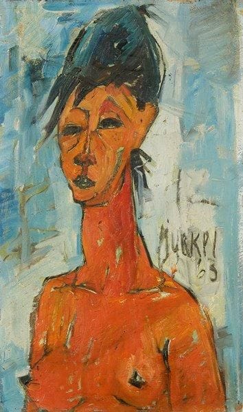Charlotte MURKEL-SCHUBERT (XXe siècle)
Femme de trois-quarts, 1965. Huile sur toile. Signée et datée en bas à droite. H:49 x L: 29 cm