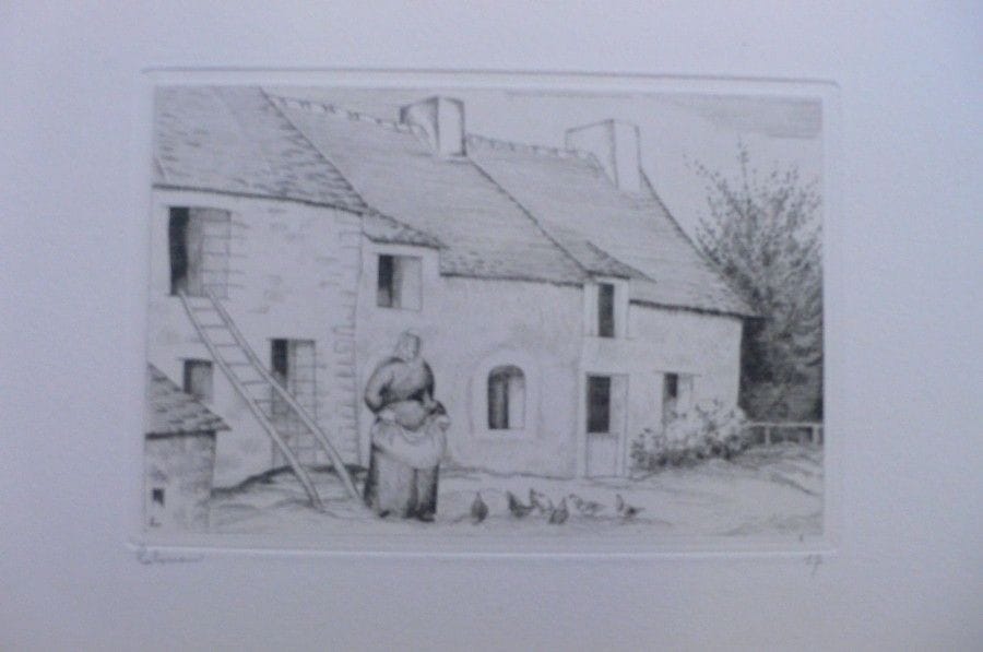 Jean-Emile LABOUREUR (1877-1943)
Cahier de six paysages, 1928-1929. Eaux-fortes. L'un des 15 exemplaires contenant une double suite des 6 planches, chaque sujet en 1er état et en état définitif. Signées et numérotées à la mine de plomb.. Toutes marges. Ex. numéroté et signé à la plume et à l'encre par l'artiste à l'achevé d'imprimer. Tirage total à 150 ex. Timbre sec: Marcel Guiot éditeur.. Chemise imprimée, portefeuille vert et sa jaquette (défraîchie). 32 x 29 cm chacune