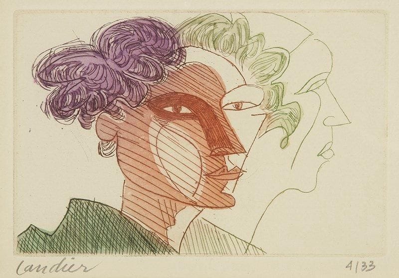 Henri Landier (né en 1935)
Rêves d'amour, 1997. Eau-forte en couleur. Signée et numérotée sur 33. H:10 x L: 15.50 cm