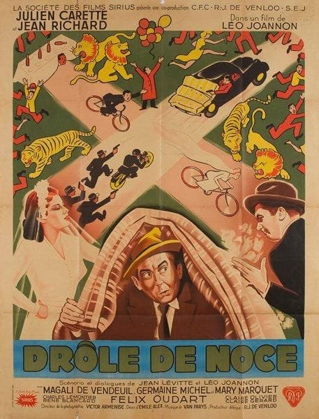 Drôle de Noce. Julien Carette et Jean Richard dans un film de Léo Joannon. Affiche. 1951. Non entoilée. B.E. (Plis et petits manques). 158 x 117 cm