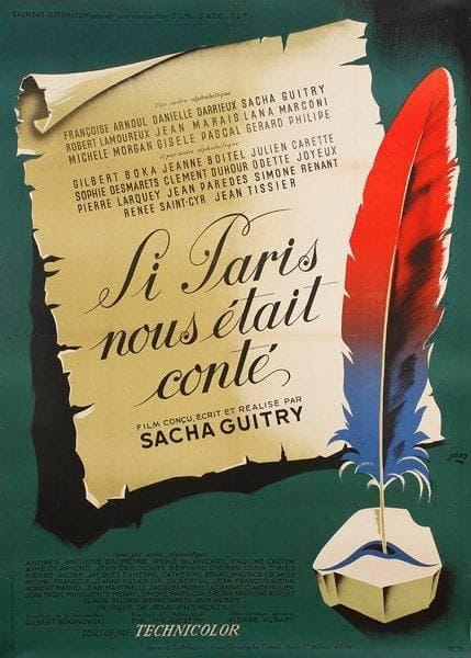 Si Paris nous était conté un film de Sacha Guitry. Par Jarry. 1956. Entoilée. B.E. (Traces de plis). 160 x 120 cm