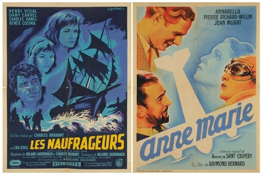 Anne-Marie un film de Raymond Bernard - Les naufrageurs un film de Charles Brabant. 2 affiches. 1986 et 1956. Non entoilées. B.E. (Plis et petites déchirures). Environ 80 x 60 cm