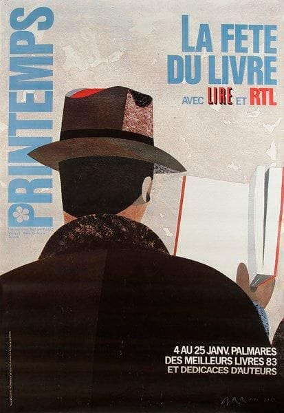 Eduardo ARROYO. Printemps, La Fête du livre avec Lire et RTL, 1983. Affiche. Illustration créée par l'artiste en 1981 et utilisée en 1981, 82 et 83. Non entoilée. B.E. (Infimes usures). 160 x 120 cm