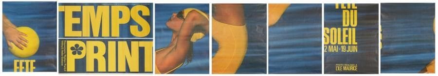M. RAU. Printemps, La Fête au soleil, 1983. Affiche en 8 morceaux. Non entoilée. B.E. Environ 400 x 300 cm 