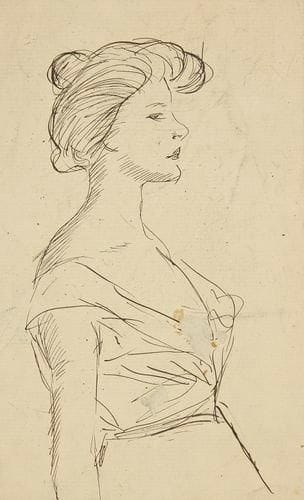 Théophile Alexandre STEINLEN (1859-1923)
Portrait de femme en buste Plume. au dos, croquis au crayon bleu. 18 x 11 cm