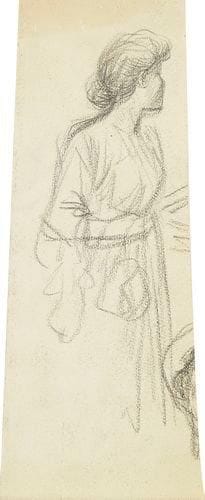 Théophile Alexandre STEINLEN (1859-1923)
Jeune femme de profil Mine de plomb. Découpage asymétrique 24,5 x 10 cm