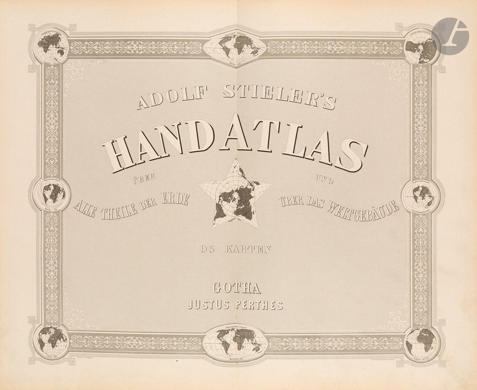 BERGHAUS / STIELER. Berghaus Physical Atlas, Stielers Hand-Atlas… [lot de 4 atlas]. 1892-1905. Lot de 4 atlas in-folio, parfois incomplets. Reliures abîmées. En l‘état.

Quatre atlas allemands dont Berghaus Physical Atlas, Stieler‘s Hand-Atlas.