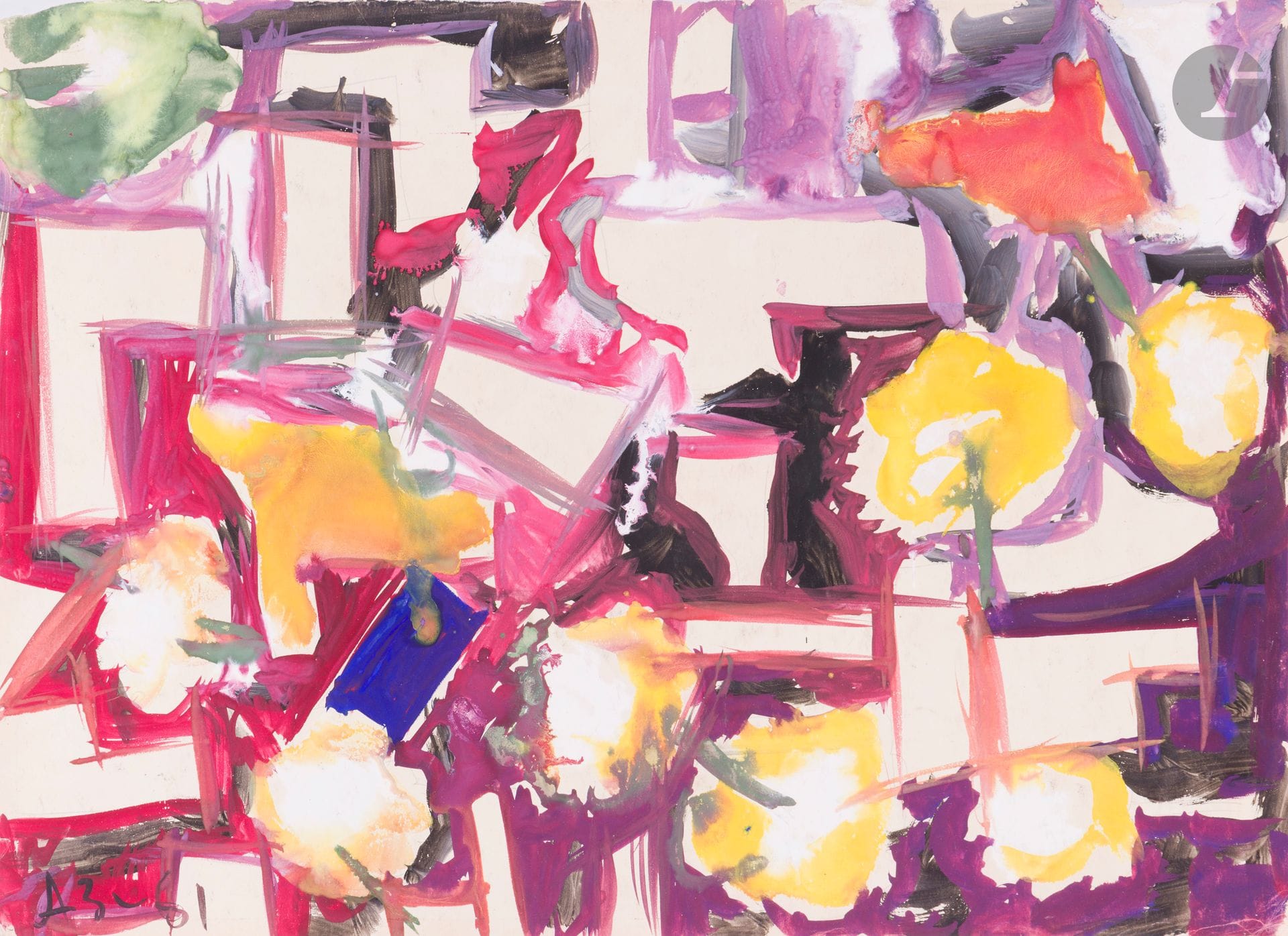 Anatoly Timofeevitch ZVEREV (1931-1986)
Город (La ville). 1961
Gouache.
Monogrammée et datée en bas à gauche. Titrée et numérotée 60 au dos.
41,7 x 59,3 cm