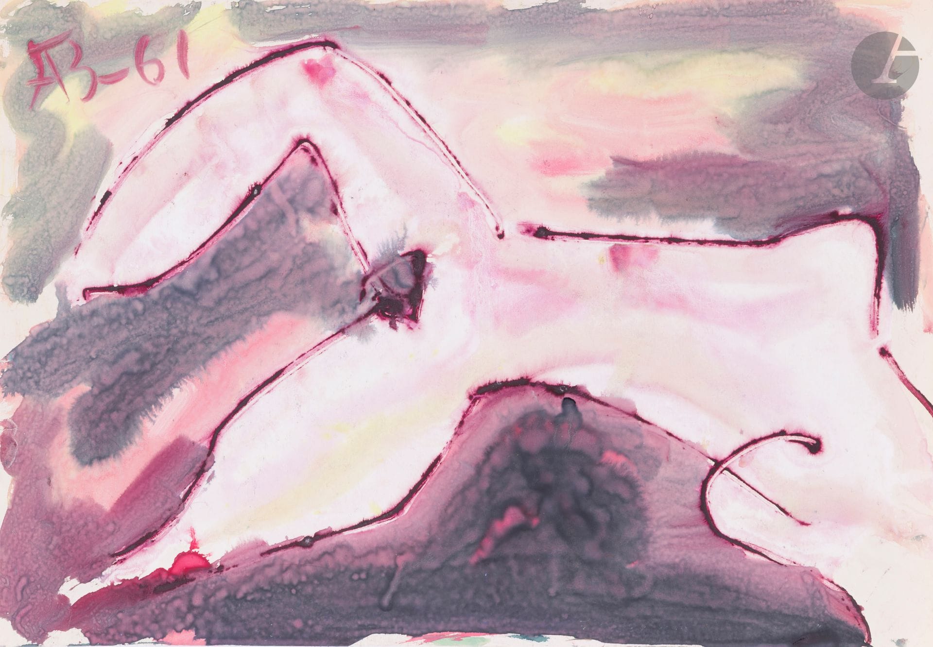 Anatoly Timofeevitch ZVEREV (1931-1986)
Нагая (Nude). 1961
Gouache.
Monogrammed and dated upper left. Titled and numbered 15 on the back.
41.7 x 59.7 cm