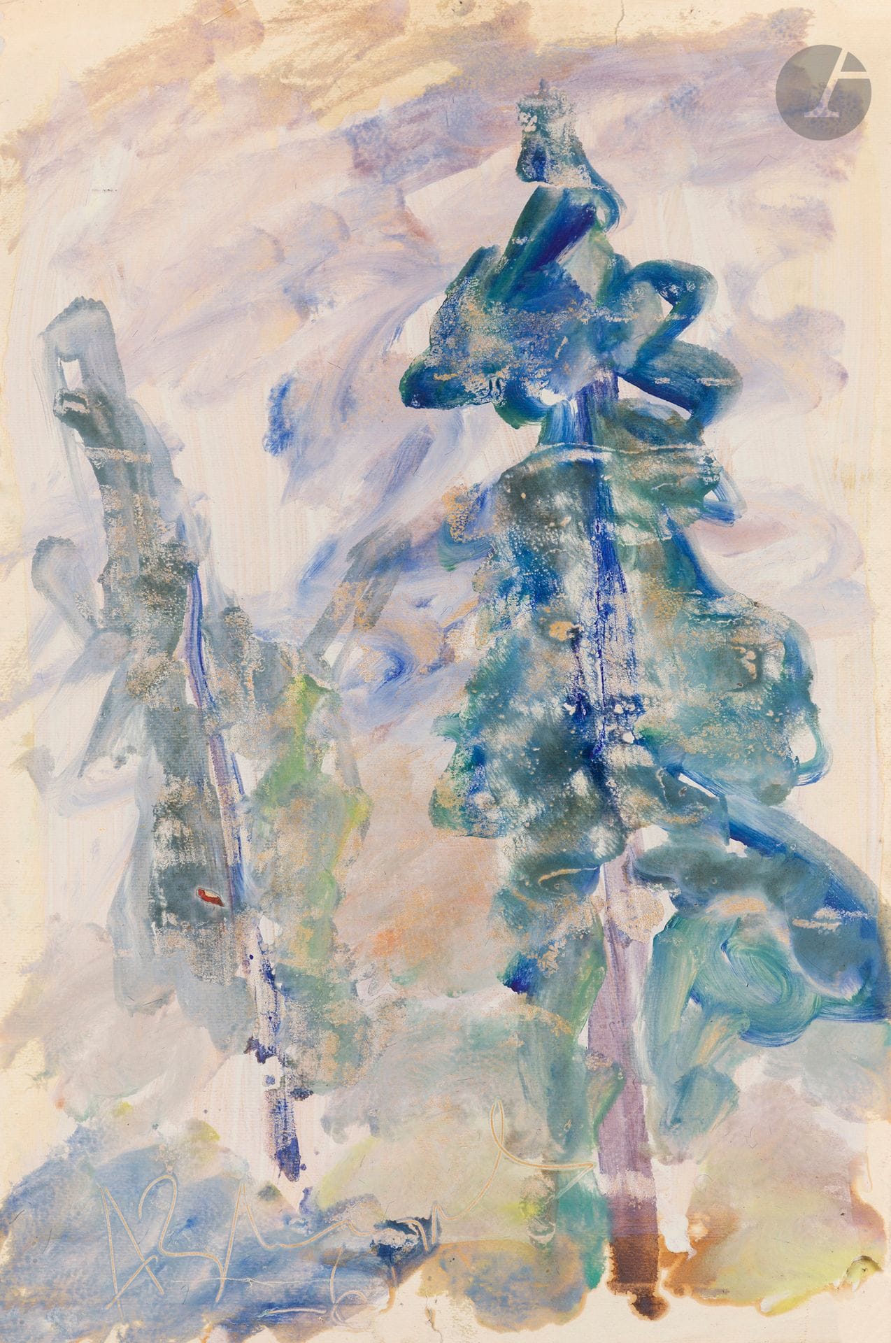 Anatoly Timofeevitch ZVEREV (1931-1986)
Deux sapins. 1961
Gouache.
Signée et datée en bas à gauche.
61,8 x 41;5 cm