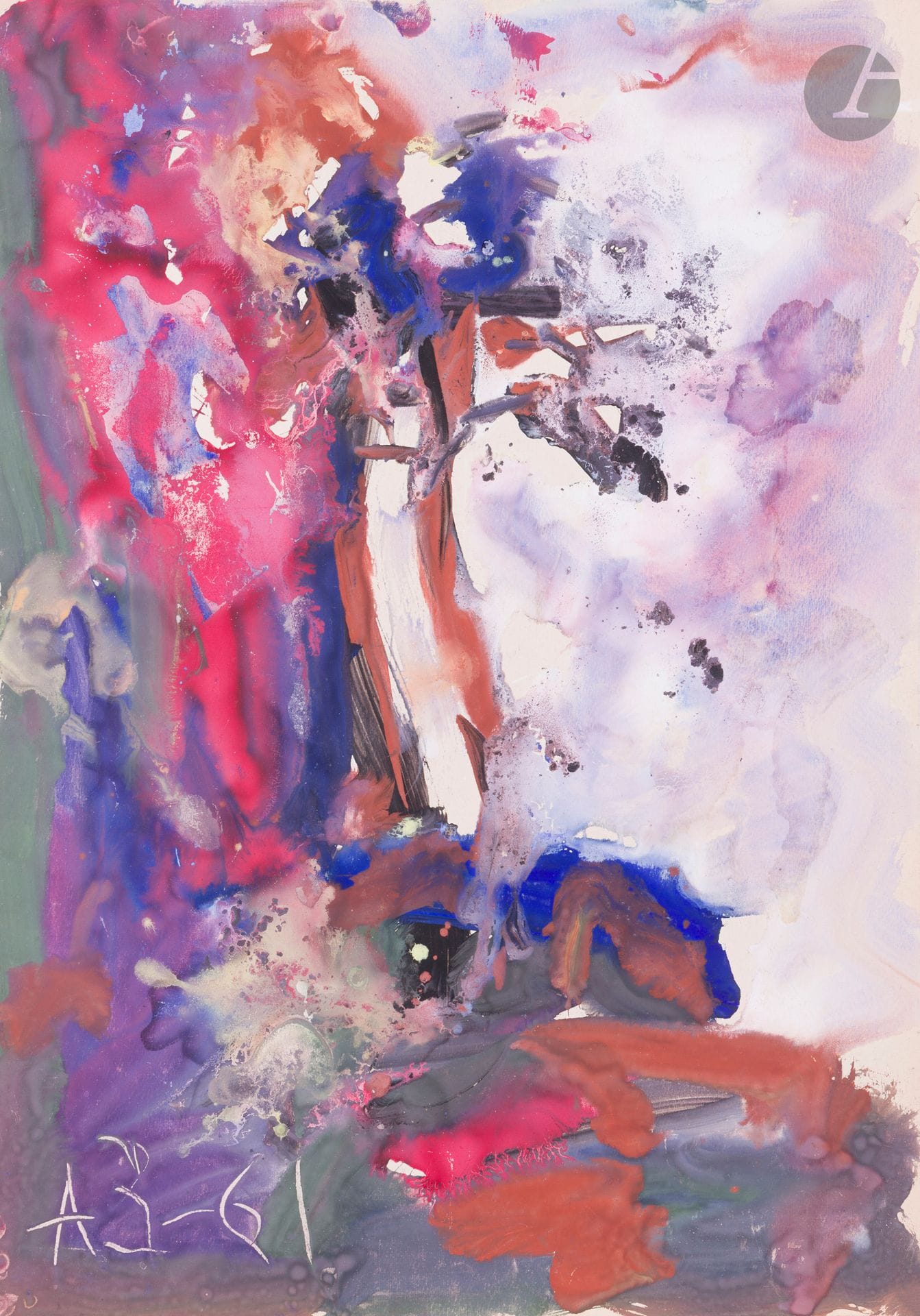 Anatoly Timofeevitch ZVEREV (1931-1986)
Теплый ветер (Vent tiède). 1961
Gouache.
Monogrammée et datée en bas à gauche. Titrée et numérotée 10 au dos.
59,5 x 42 cm