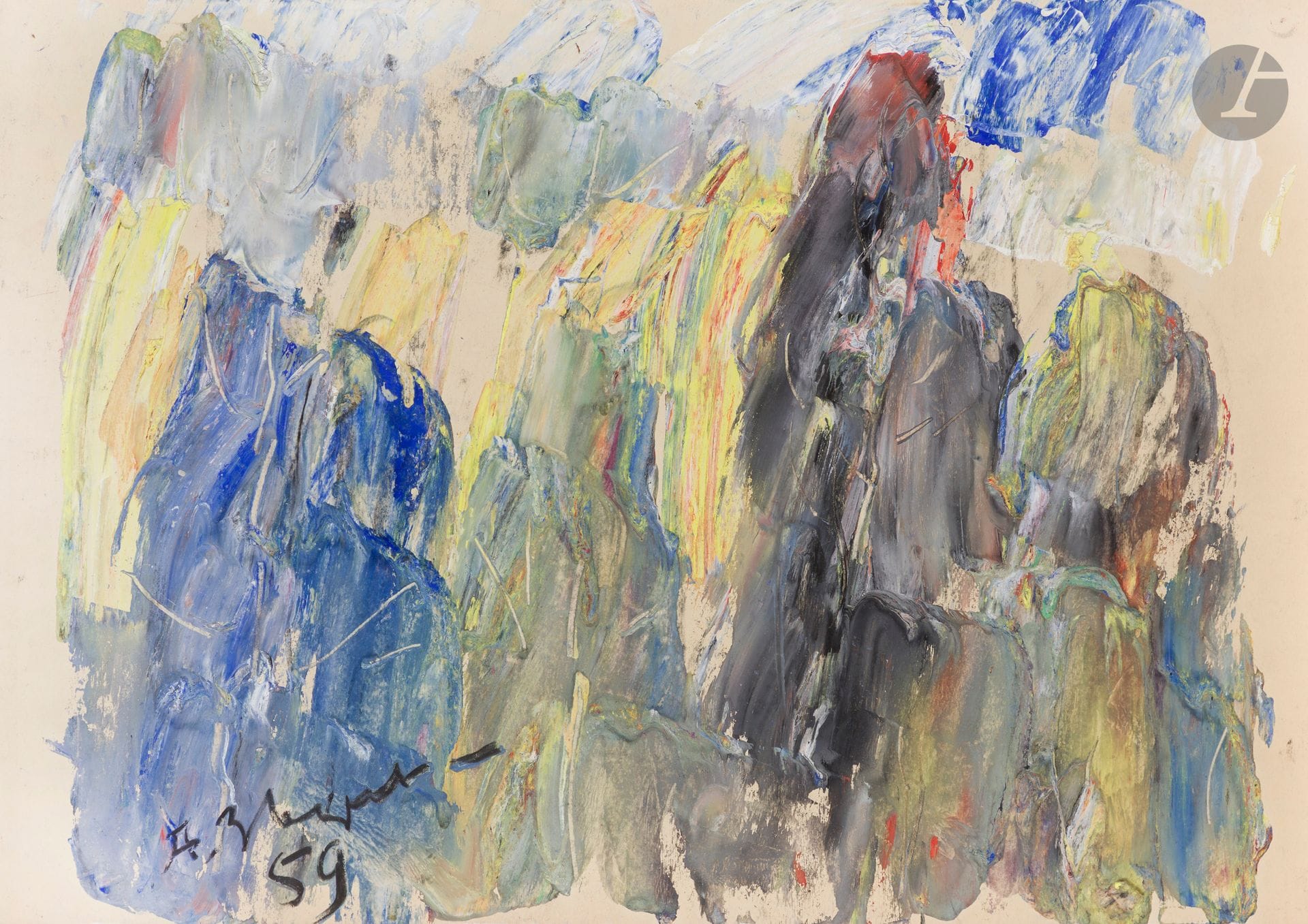 Anatoly Timofeevitch ZVEREV (1931-1986)
Group. 1959
Gouache.
Signed and dated lower left
41 x 57.5 cm