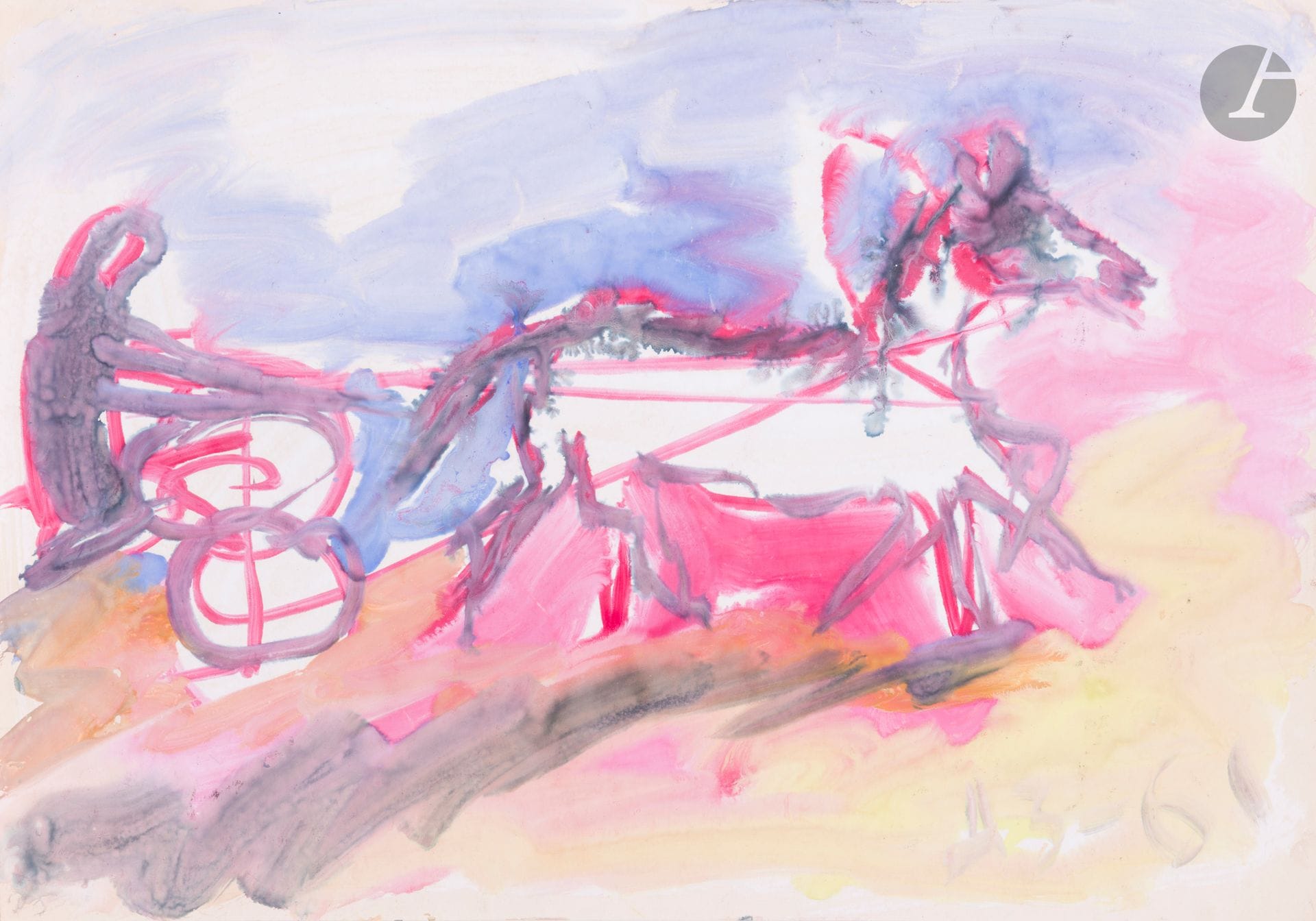 Anatoly Timofeevitch ZVEREV (1931-1986)
Лошадь (Cheval). 1961
Gouache.
Monogrammée et datée en bas à droite. Titrée et numérotée 60 au dos.
41,3 x 59,3 cm