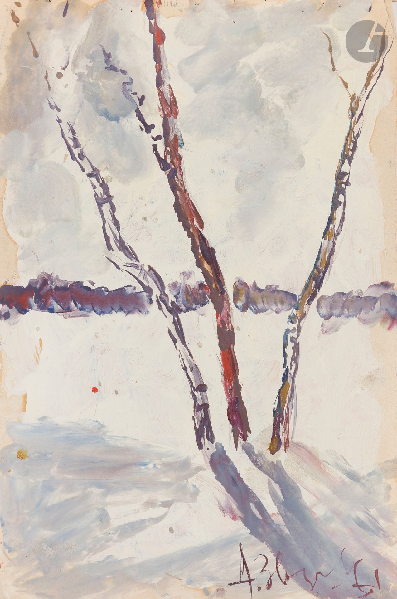 Anatoly Timofeevitch ZVEREV (1931-1986)
Trees in winter. 1961
Gouache.
Signed and dated lower right.
59.5 x 39.3 cm