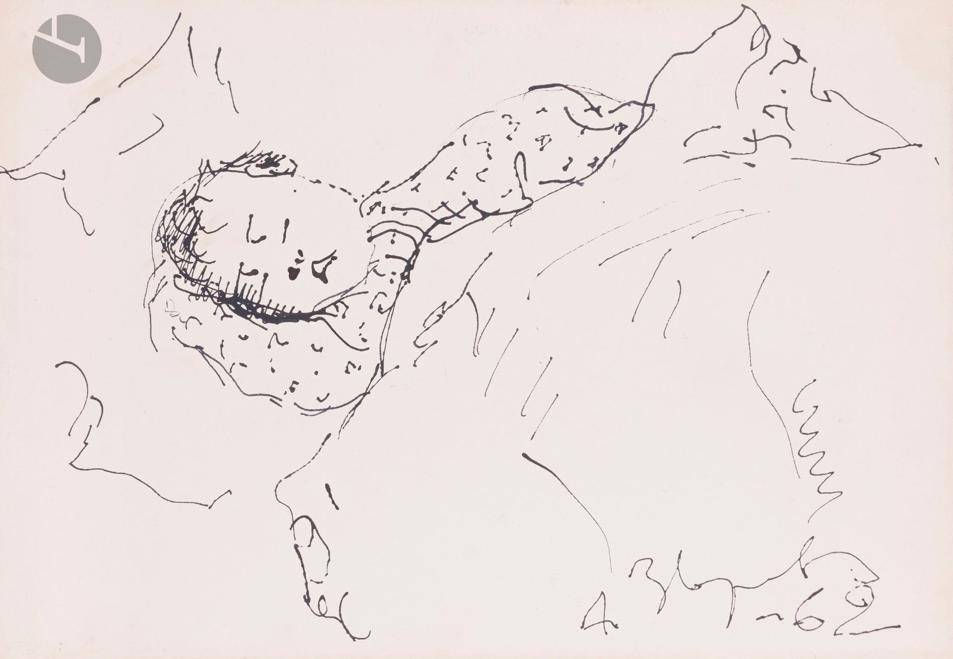 Anatoly Timofeevitch ZVEREV (1931-1986)
Sleeping child. 1962
Ink
Signed and dated lower right.
59.8 x 41.5 cm
Most probably his daughter Vera.