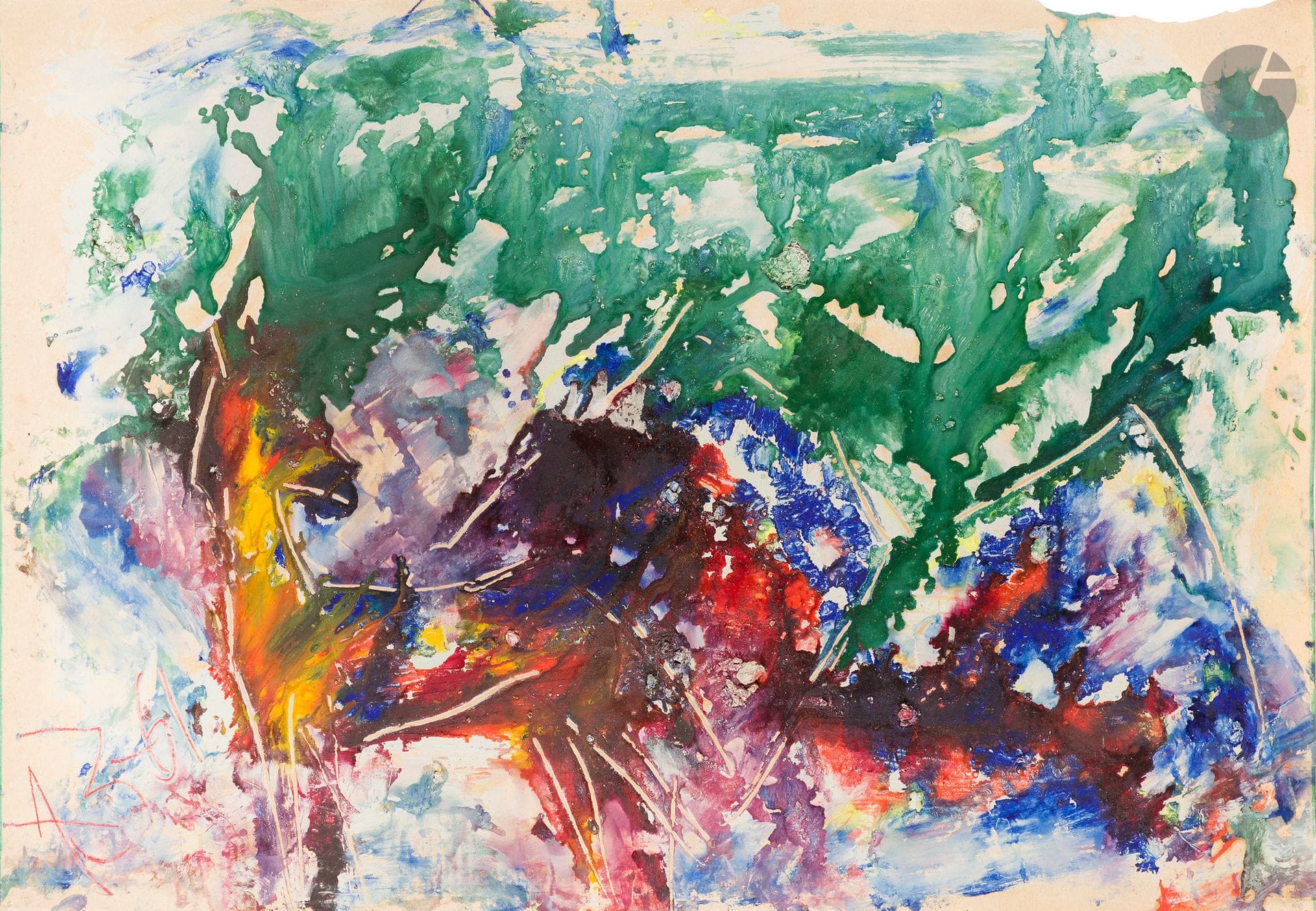Anatoly Timofeevitch ZVEREV (1931-1986)
Chevaux. 1961
Gouache.
Monogrammée et datée en bas à gauche.
51,5 x 74,5 cm