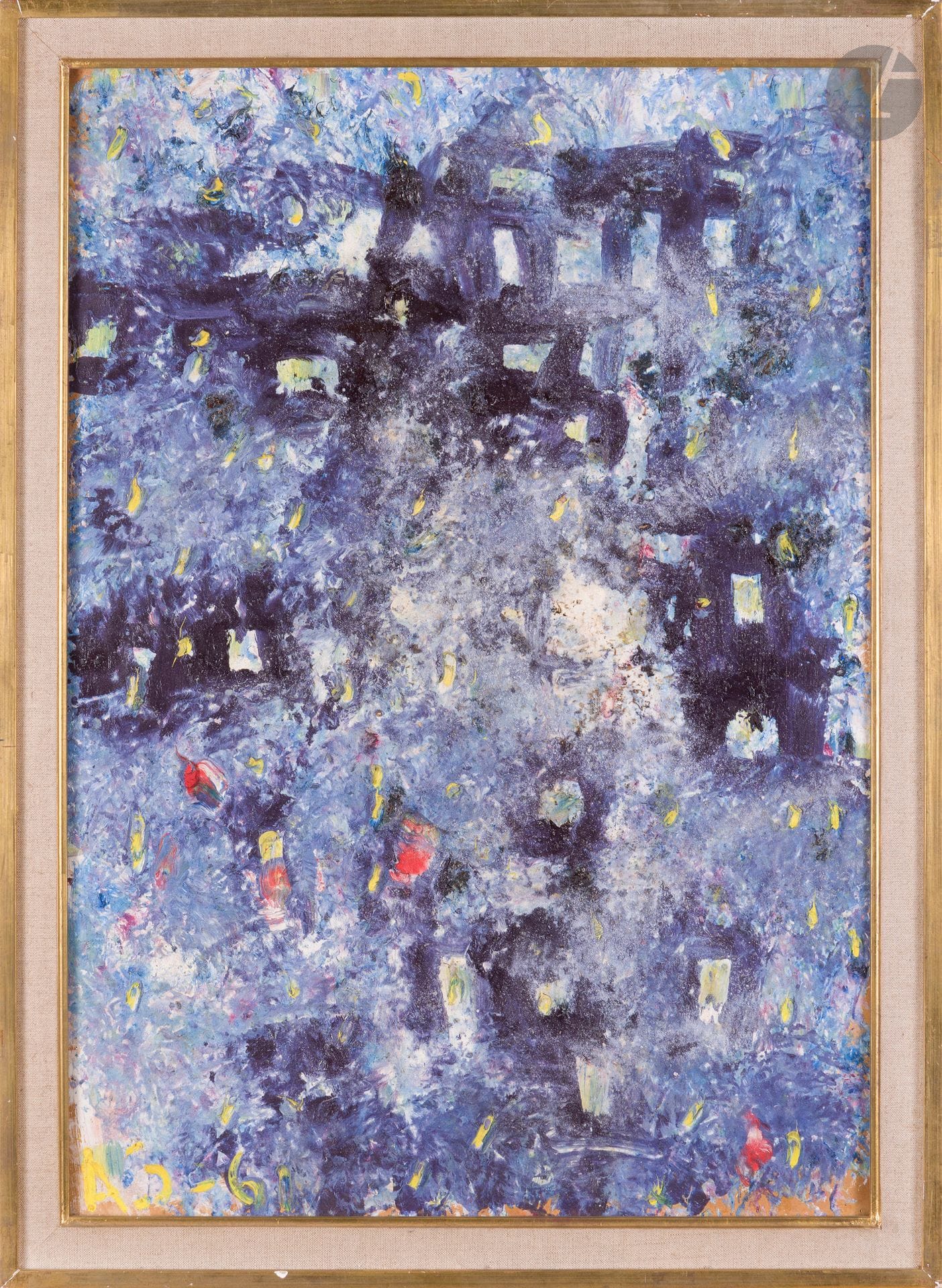 Anatoly Timofeevitch ZVEREV (1931-1986)
The city by night. 1961
Oil on panel.
Monogrammed and dated lower left. 
60.9 x 42.9 cm
Framed