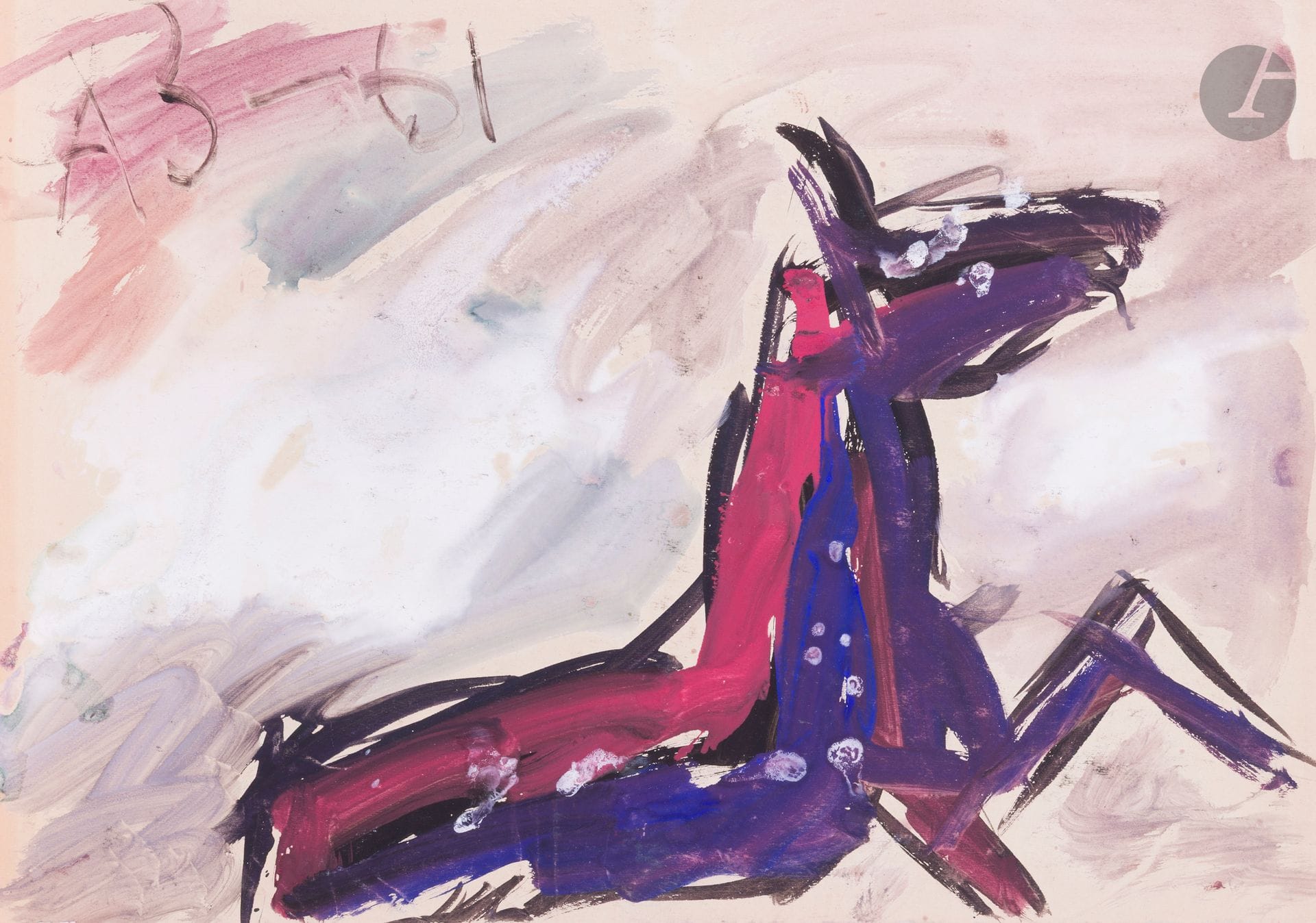 Anatoly Timofeevitch ZVEREV (1931-1986)
Лошадь (Cheval). 1961
Gouache.
Monogrammée et datée en haut à gauche. Titrée et numérotée 100 au dos.
41,9 x 59,5 cm