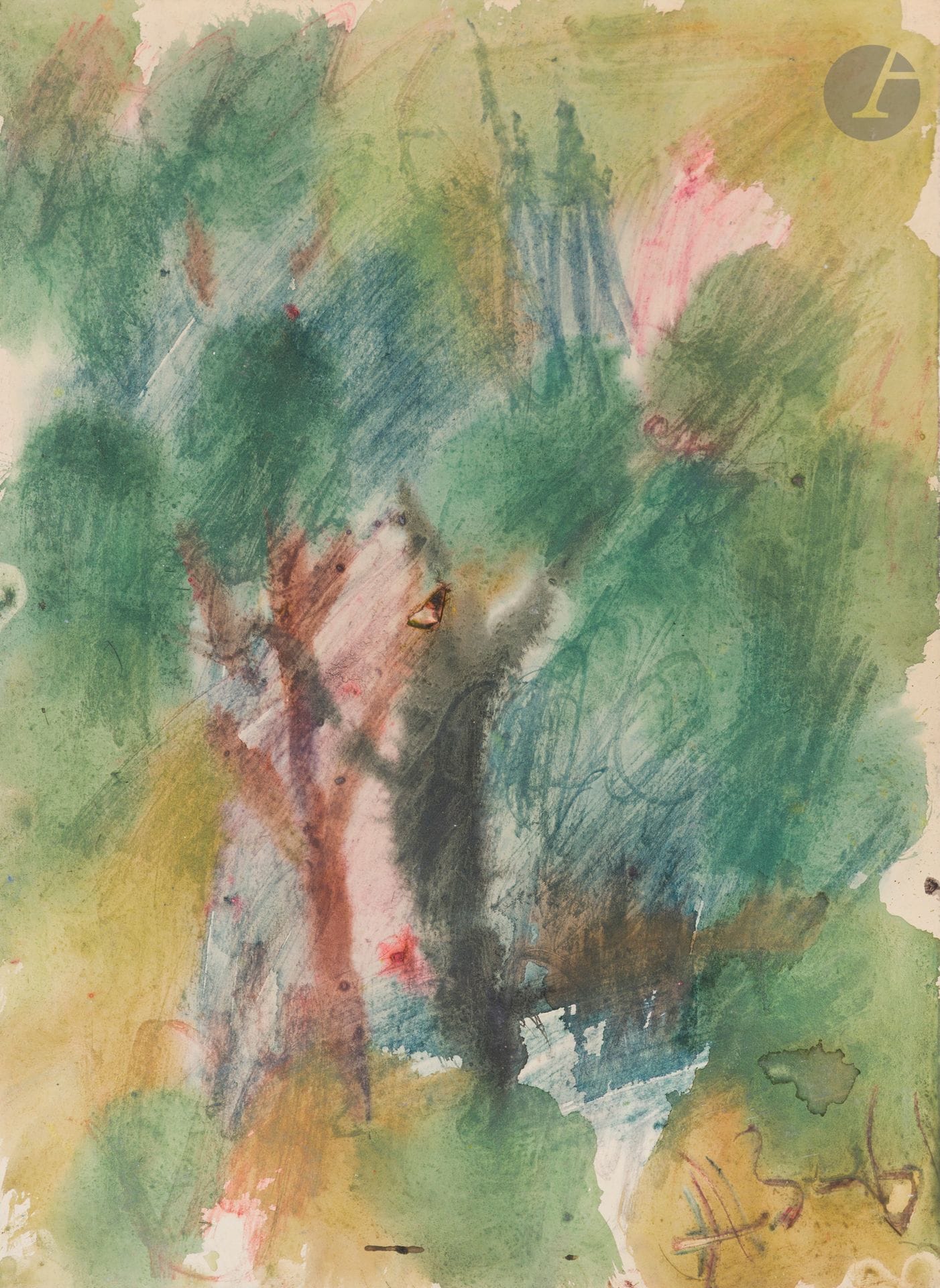 Anatoly Timofeevitch ZVEREV (1931-1986)
Bosquet. 1961
Gouache.
Monogrammée et datée en bas à droite.
41,7 x 30,3 cm