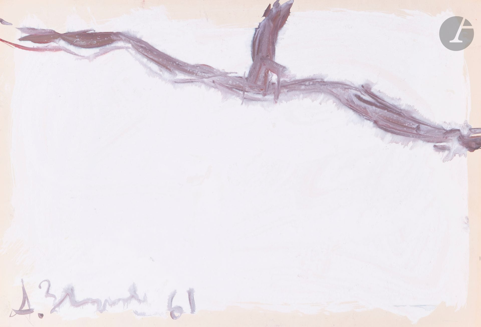 Anatoly Timofeevitch ZVEREV (1931-1986)
Зима (Hiver). 1961
Gouache.
Signée et datée en bas à gauche. Titrée et numérotée 100 au dos.
41,4 x 59,5 cm