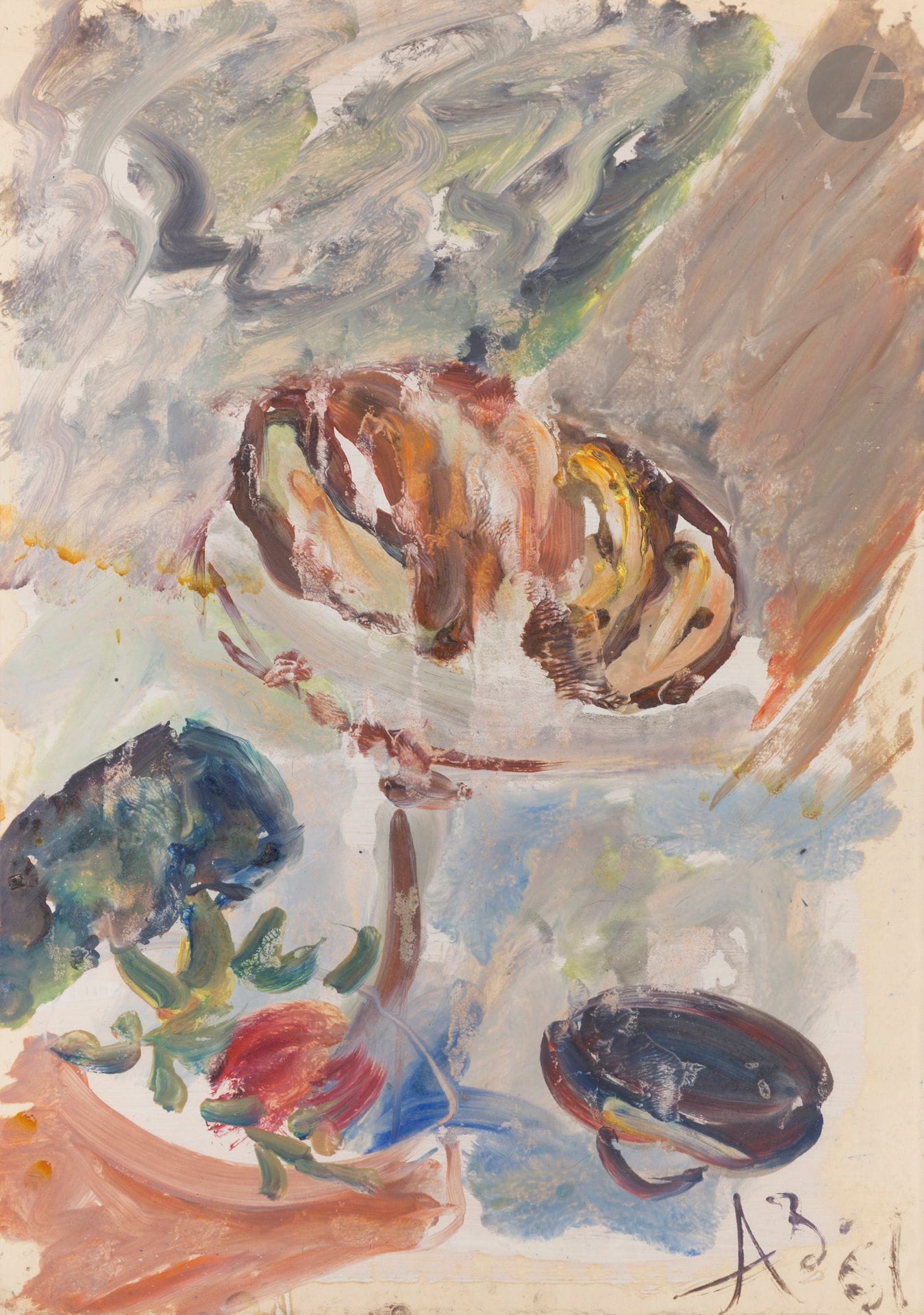 Anatoly Timofeevitch ZVEREV (1931-1986)
Nature morte aux bananes. 1961
Gouache.
Monogrammée et datée en bas à droite.
59,5 x 41,5 cm