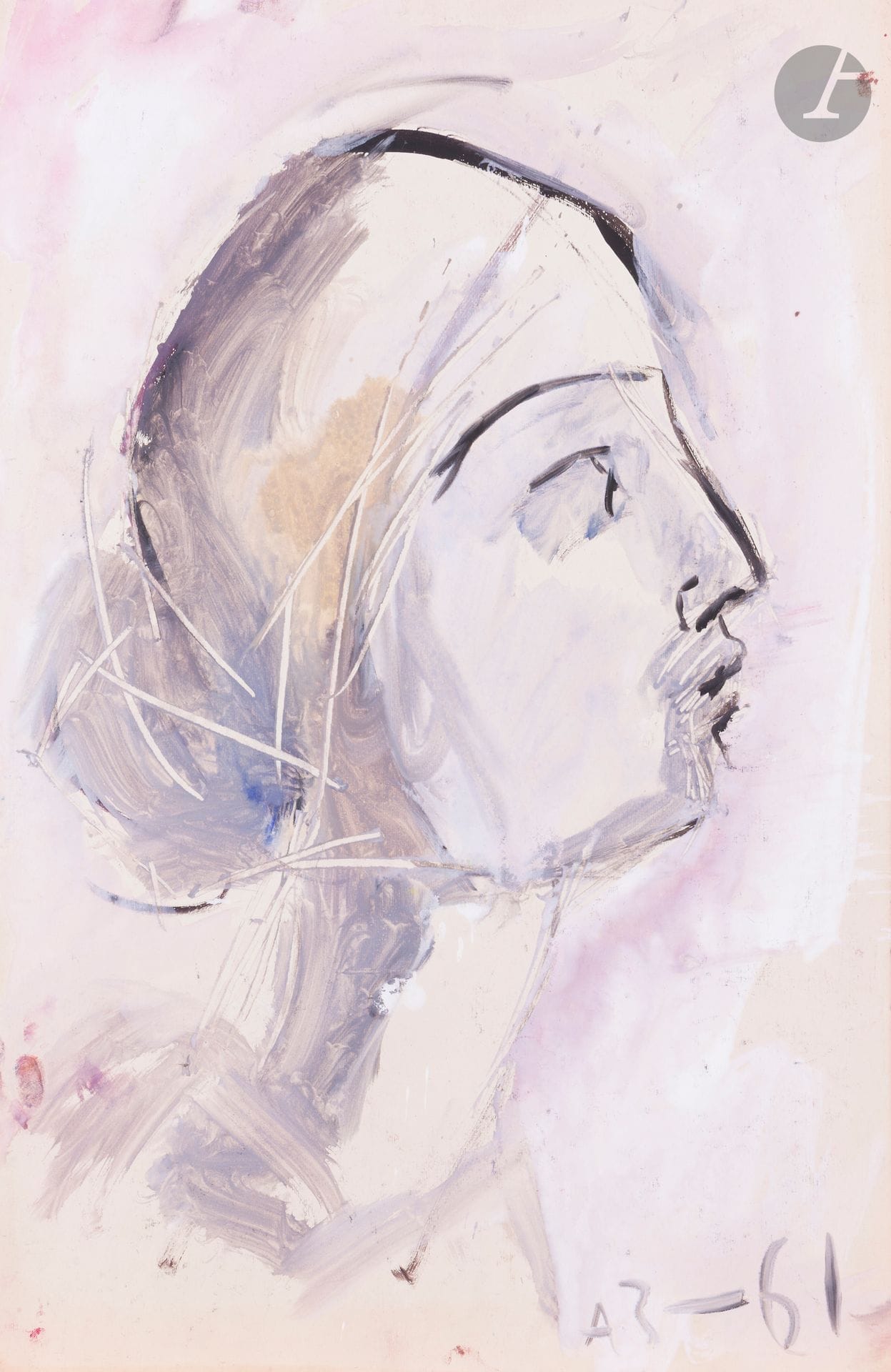Anatoly Timofeevitch ZVEREV (1931-1986)
Голова  (Tête). 1961
Gouache.
Monogrammée et datée en bas à droite. Titrée et numérotée 6 au dos.
59,4 x 41,8 cm