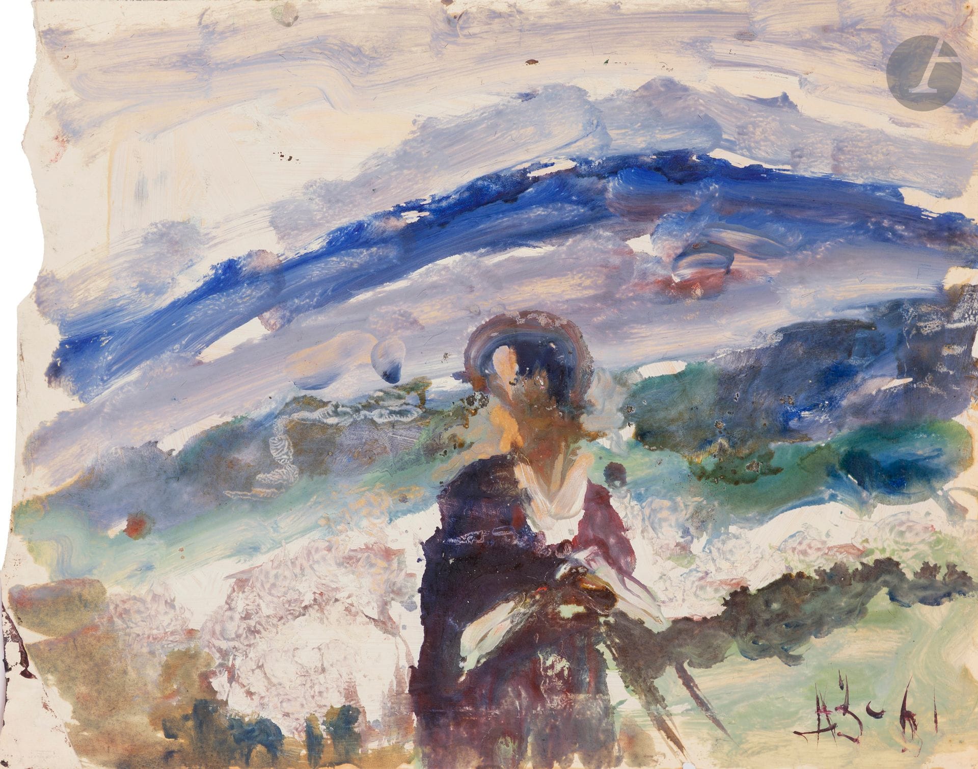 Anatoly Timofeevitch ZVEREV (1931-1986)
Berger. 1961
Gouache.
Monogrammée et datée en bas à droite.
41,6 x 84 cm