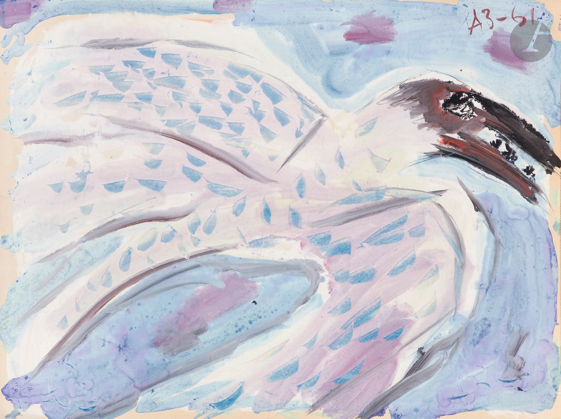 Anatoly Timofeevitch ZVEREV (1931-1986)
Mouette. 1961
Gouache.
Monogrammée et datée en haut à droite
54 x 72,1 cm