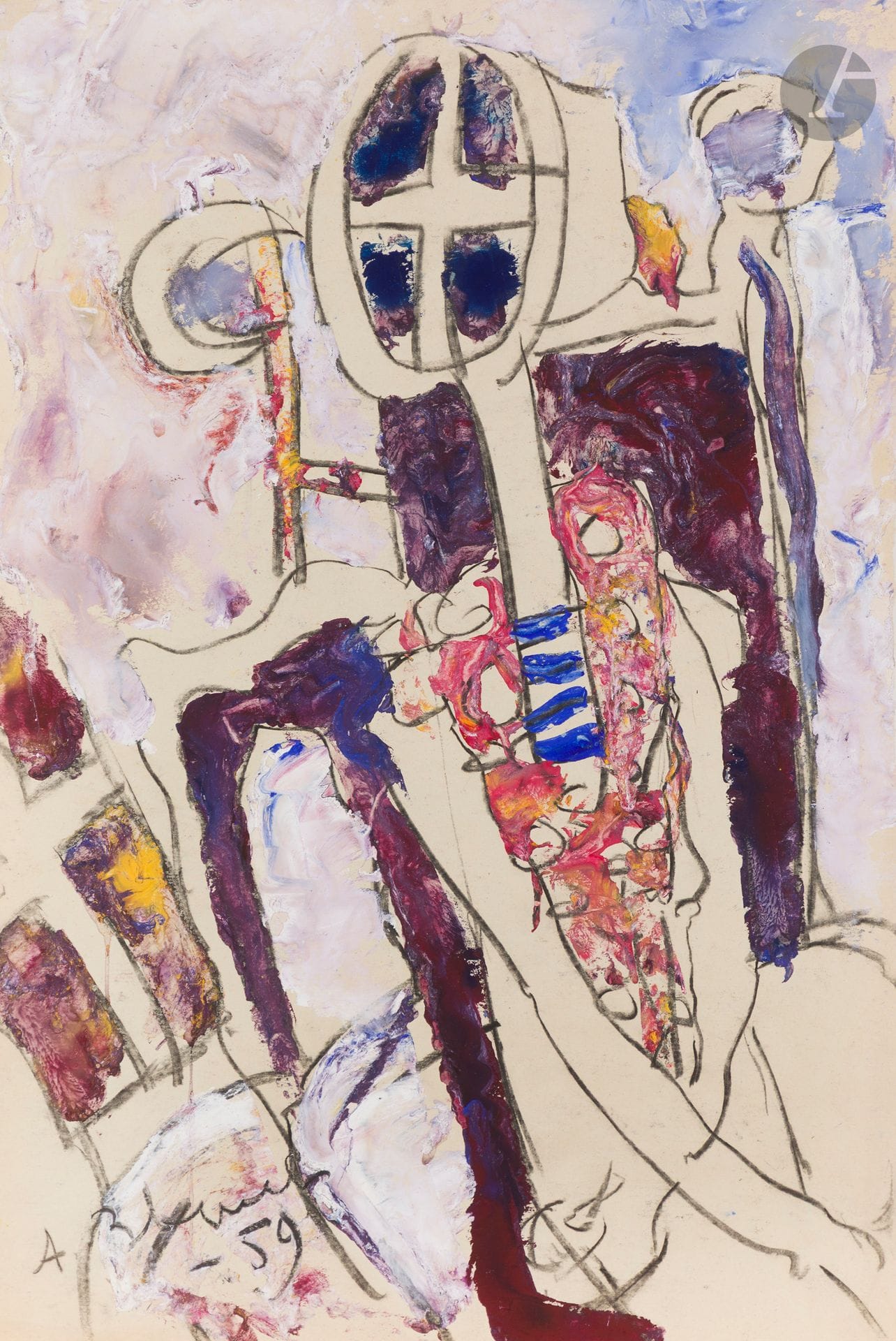 Anatoly Timofeevitch ZVEREV (1931-1986)
Woman at window. 1959
Gouache.
Signed and dated lower left.
58 x 40.5 cm